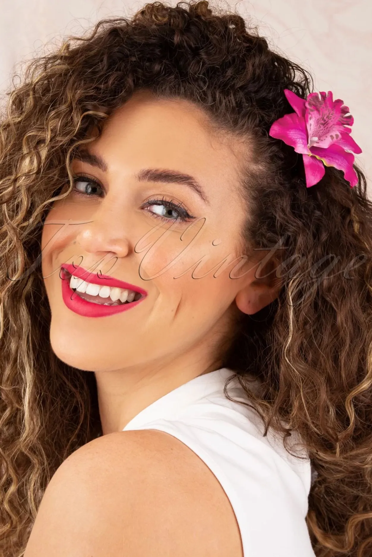 Topvintage Boutique Collection Tropical Vibes Haarbloemclip In Roze>Vrouwen Haaraccessoires