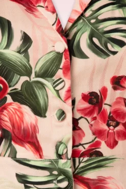 Vixen Tropische Flamingo Button Up Playsuit In Licht Roze><noscript><img width=