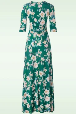 Vintage Chic for Topvintage Valentina Flower Maxi Jurk In Groen>Vrouwen Maxi Jurken