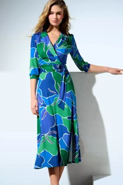 K-Design Vera Crossover Maxi Jurk In Blauw En Groen>Vrouwen Plus Size Jurken