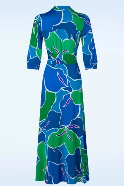 K-Design Vera Crossover Maxi Jurk In Blauw En Groen><noscript><img width=