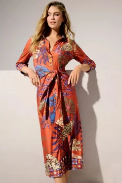 K-Design Veronica Midi Jurk In Oranje>Vrouwen Plus Size Jurken