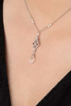 Lovely Victorian Filigraan Ketting In Zilver En Glas>Vrouwen Sieraden