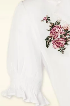 Vixen Vintage Geborduurde Bloemenblouse In Wit><noscript><img width=