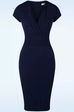Vintage Chic for Topvintage Vivien Pencil Jurk In Marineblauw>Vrouwen Plus Size Jurken