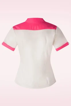 Vixen Western Print Geborduurd Shirt In Wit>Vrouwen Blouses