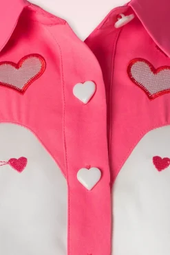 Vixen Western Print Geborduurd Shirt In Wit><noscript><img width=