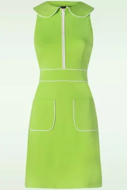 Vixen Zip Front Collared Sleeveless Jurk In Groen>Vrouwen A Lijn Jurken